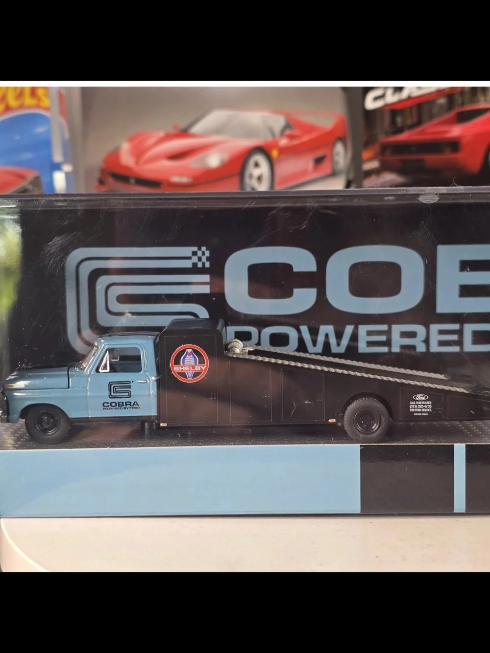 Powered by Ford Light Blue Truck and Race Car Set
